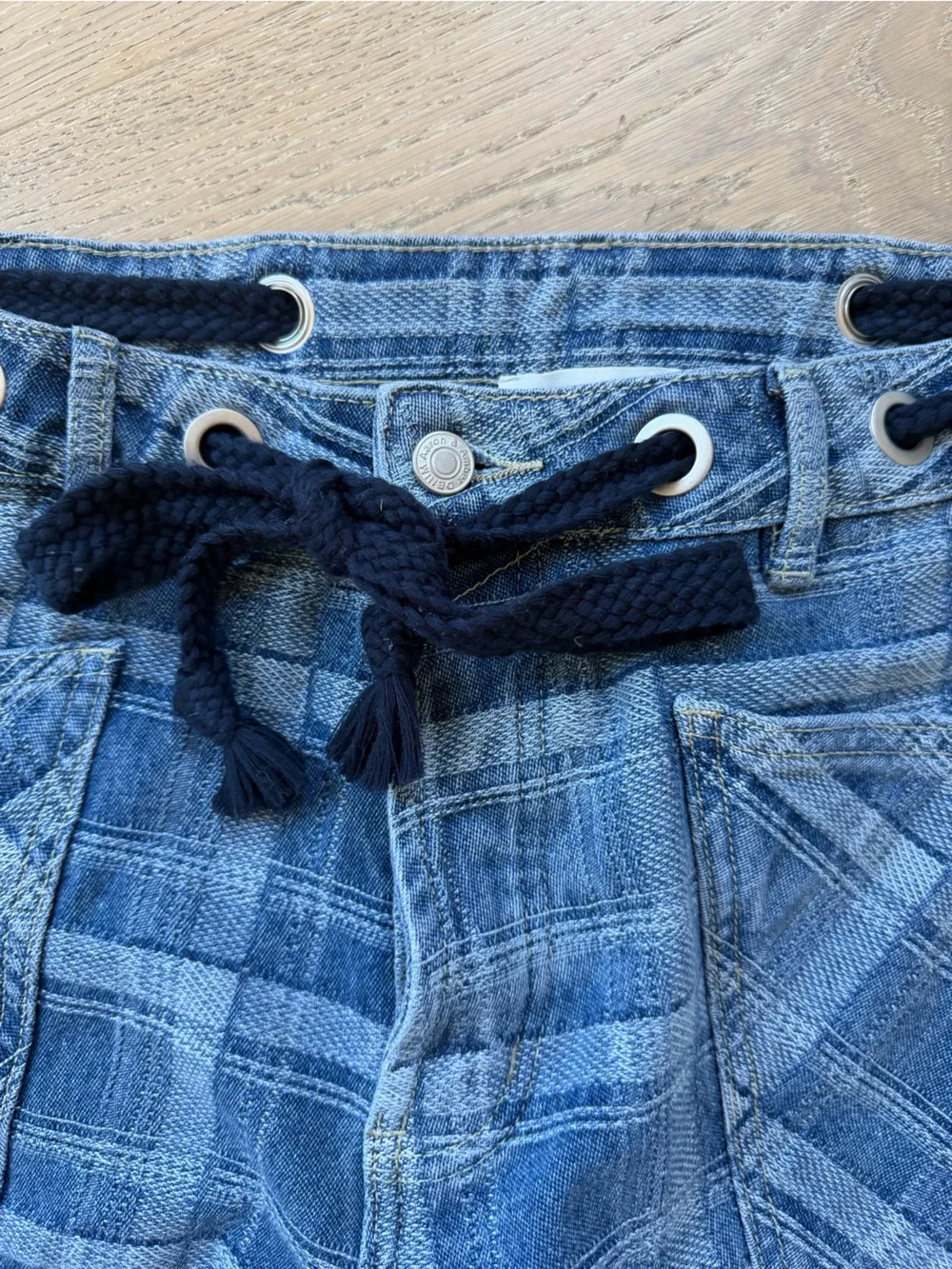 bohme Blue Plaid Barrel Jeans - Picture 2 of 8